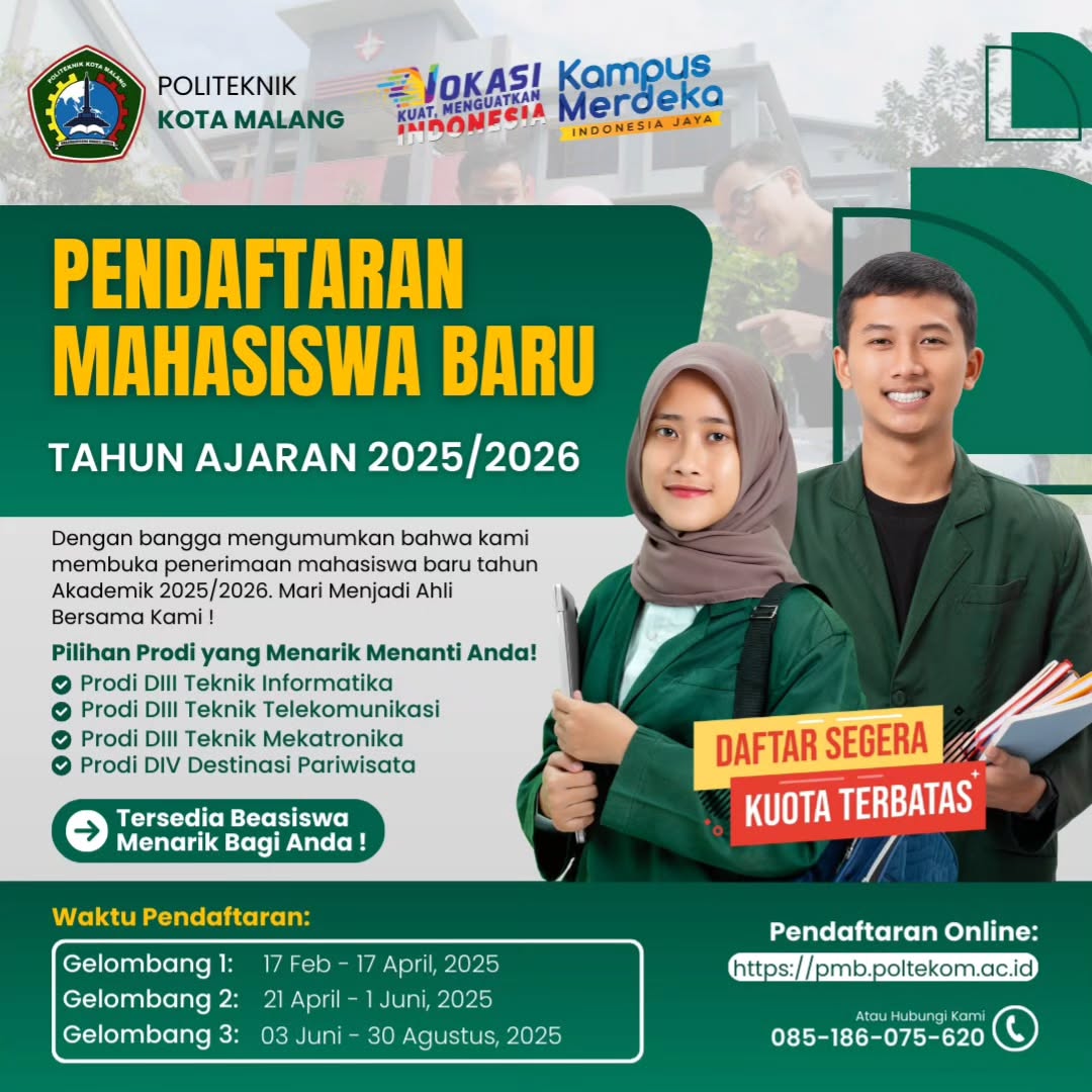 Pendaftaran Gelombang 2 Masih Dibuka, Cek Biaya Kuliah Politeknik Kota Malang 2025